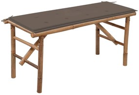 vidaXL Banco de jardim dobrável com almofadão 118 cm bambu