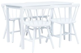 vidaXL 5 pcs conjunto de jantar madeira de seringueira maciça branco