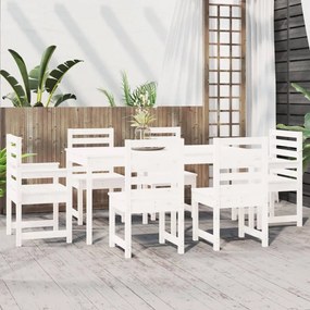 7 pcs conj. de jantar p/ jardim madeira de pinho maciça branco