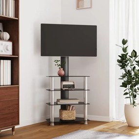 vidaXL Suporte canto TV 32-70 polegadas 4 prateleiras preto/prateado