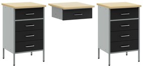 Conjunto de armário e mesa de trabalho em 3 peças vidaXL preto em made