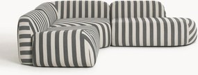Sofá de canto modular às riscas com chaise longue Wolke (4 lugares)