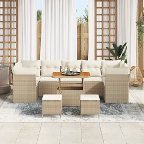 Conjunto de Sofá de Jardim vidaXL com Almofadas Bege, Vime Sintético e