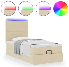 Estrutura de cama otomana com creme de colchão 100x200cm tecido