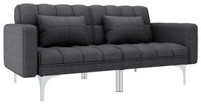 247214 vidaXL Sofá-cama em tecido cinzento-escuro