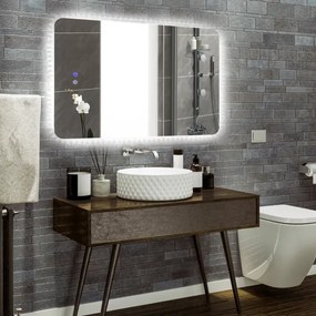 Espelho de Casa de Banho com luzes LED antiembaçantes, 80 x 60 cm, espelho de parede, função memória, 3 temperaturas de cor, espelho vertical e horizo