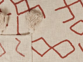 Manta decorativa em algodão creme e vermelho 130 x 180 cm BHIWANI Beliani