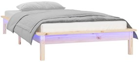Estrutura de cama c/ LEDs 90x200 cm madeira maciça