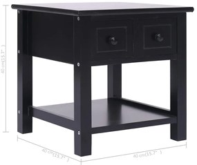 Mesa de apoio 40x40x40 cm madeira de paulownia preto