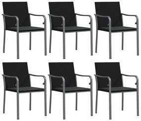7 pcs conjunto de jantar p/ jardim c/ almofadões vime PE e aço