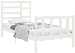 Estrutura cama pequena solteiro 75x190 cm madeira maciça branco