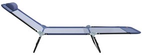 Espreguiçadeiras Dobráveis 2 pcs com Apoio de Cabeça Azul Textilene