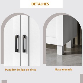 Aparador para Sala de Estar Móvel Buffet com 3 Portas e Prateleiras Ajustáveis 90x30x90 cm Branco e Madeira