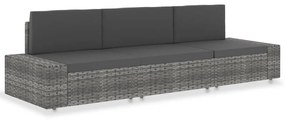 vidaXL Sofá seccional de 3 lugares vime PE cinzento