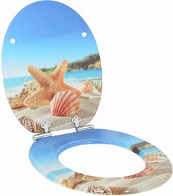 vidaXL Assento de Vaso Sanitário Concha do Mar 44 x 38 cm Placa de MDF