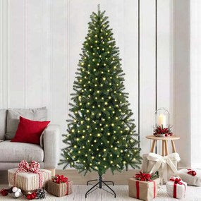 vidaXL Árvore de Natal Artificial com 300 LEDs Verde 210 cm PE e PVC
