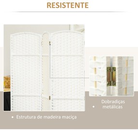 Biombo de 6 Painéis Separador de Ambientes Dobrável 240x170 cm para Sala de Estar Dormitório Escritório Branco