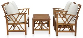 4 pcs conj. lounge jardim c/ almofadões madeira acácia maciça
