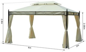 tenda branca 3x4m pavilhão gazebo de jardim com cortinas brancas aço e poliester