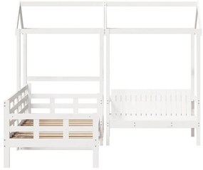 Conj. sofá-cama e banco c/ telhado 90x190cm pinho maciço branco