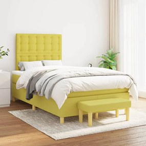 vidaXL Cama com molas/colchão 120x200 cm tecido verde-claro