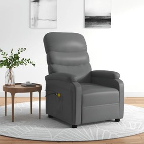 Poltrona de massagens elétrica couro artificial cinzento