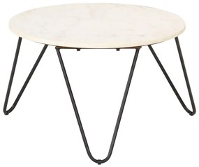 Mesa centro 65x65x42cm pedra genuína textura mármore branco