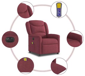 Poltrona reclinável de massagens elétrica tecido vermelho tinto
