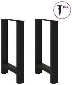 Pés para mesa de jantar pretos 2 peças 50x(72-73) cm aço