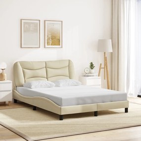 Estrutura de cama sem colchão 140x200 cm tecido cor creme