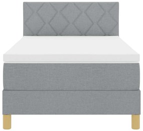 Cama Box Spring com Colchão Cinza Claro 90x200 cm Tecido