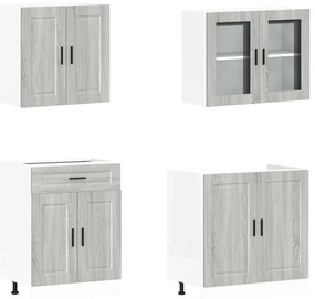 4 peças armário de cozinha conjunto Kalmar cinza sonoma