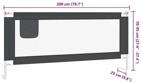 Barra segurança p/ cama infantil tecido 200x25 cm cinza-escuro
