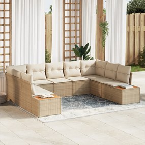 Conjunto de Sofá de Jardim vidaXL com 5 Peças e Almofadas Bege Polyrattan Acácia