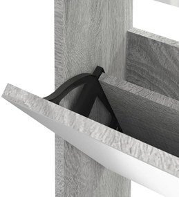 Sapateira com espelho 3 divisórias 63x17x102,5 cm cinza sonoma