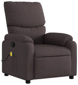 Poltrona de massagens reclinável tecido castanho-escuro
