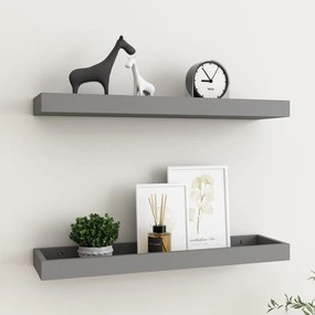 vidaXL Prateleiras de parede Loggia 2 pcs 60x15x4 cm MDF cinzento
