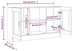 Aparador Vitrine Real de 120 cm - Nogueira - Design Moderno