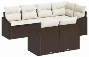 Conjunto de Jantar de Jardim de 7 Peças com Almofadas em Rattan Sintét