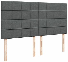 Cama com molas/colchão 200x200 cm tecido cinzento-escuro