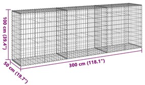 Cesto gabião com cobertura 300x50x100 cm ferro galvanizado