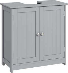 Móvel de casa de banho para lavatório (NÃO INCLUÍDO) armário de 2 portas com prateleira 60 L x 30 L x 60 A cm - em madeira cinzenta