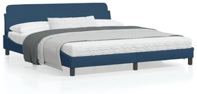 vidaXL Estrutura de cama com cabeceira Dover 180x200 cm tecido azul