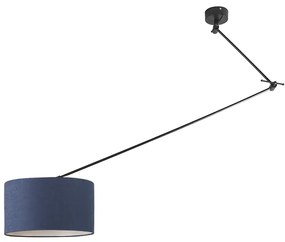 Candeeiro de suspensão preto com cúpula 35 cm azul ajustável - Blitz Moderno