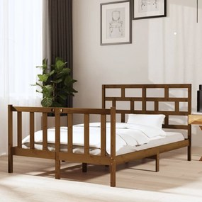 Estrutura de cama dupla 135x190 cm pinho maciço castanho-mel