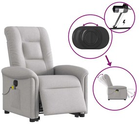 Poltrona elétrica elevatória massagens tecido cinzento-nublado
