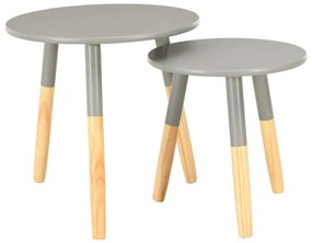 vidaXL Mesas de apoio 2 pcs pinho maciço cinzento