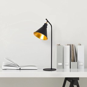 Candeeiro de Mesa Sivani – Preto e Dourado – 28 cm x 50 cm