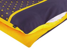 Conjunto de capa de edredão em algodão acetinado azul escuro e amarelo 135 x 200 cm WALLINGFORD Beliani