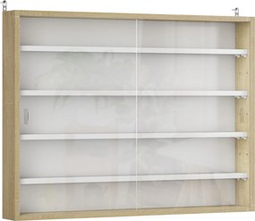 HOMCOM Vitrine de Parede de Madeira com Prateleiras Ajustáveis e 2 Portas Corredeiras de Vidro para Coleções Perfumes 80x9,5x60cm Madeira e Branco | Aosom Portugal